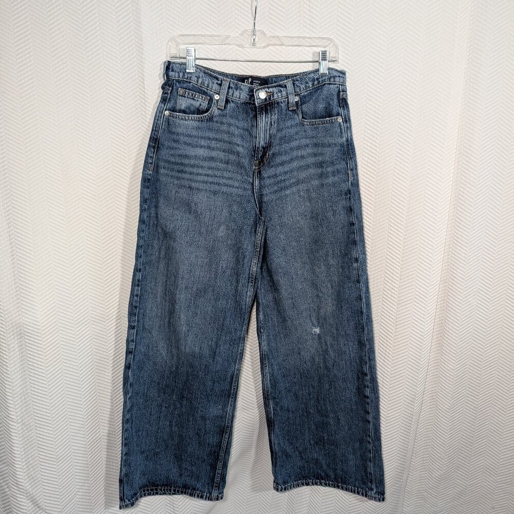 GAP Baggy Jeans Dark Blue Wash Size 4 / 27R S Relaxed Wide Leg Denim Casual